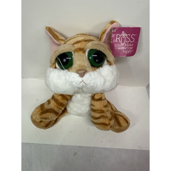 W/ TAGS VTG Russ Berrie CHILIE Kitty Cat Plush Lil Peepers Big Eyes Orange Tabby - Picture 2 of 12